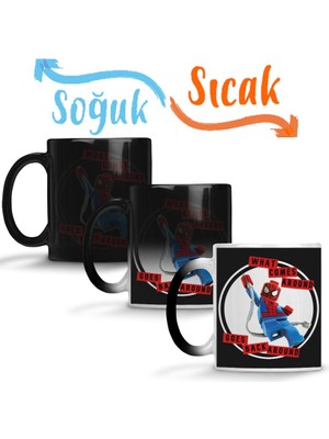 Baskı Dükkanı Spidey What Comes Around Lyric Featuring Spiderman Sihirli Kupa Bardak Porselen