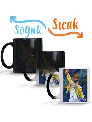 Baskı Dükkanı Freddie Mercury 013 Sihirli Kupa Bardak Porselen