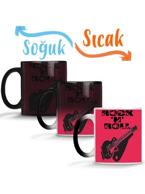 Baskı Dükkanı Rock Roll Müzik Sihirli Kupa Bardak Porselen