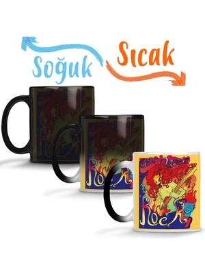 Baskı Dükkanı Rock In Roll Müzik Sihirli Kupa Bardak Porselen