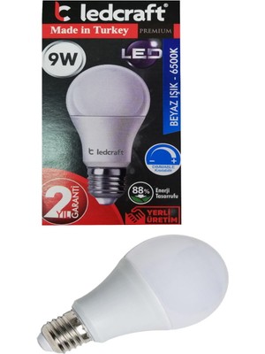 Sanec 9W Beyaz LED Ampul E27 Normal Duylu