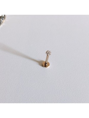 Bylin Cerrahi Çelik Yıldız Zirkon Taşlı Rosegold Dudak Piercing - Bar Boy 8 Mm- 1 Adet