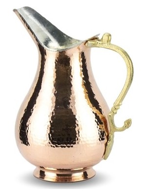 Maraton Bakır Sürahi Işlemeli Premium Kalın Bakır Metal Kulp Bakır Ibrik