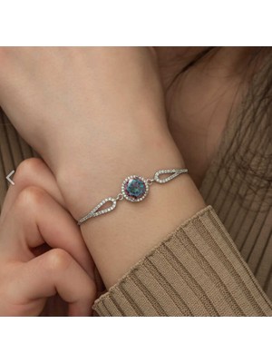 925 Gümüş Mistik Topaz 925 Ayar Gümüş Bileklik