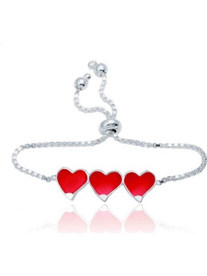 925 Gümüş Kalpler Çocuk 925 Ayar Gümüş Bileklik