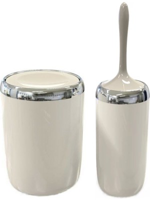 Primanova Lima Çöp Kovası ve Klozet Fırçası Krom Dekorlu