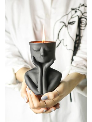 Lalezen Siyah Düşünen Adam Mumlu Biblo