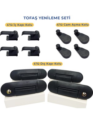 Allestock Tofaş Doğan, Kartal, Şahin, Murat 131 - Kapı ve Cam Kolları - 12'li Set