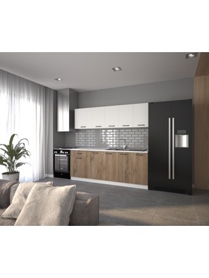 Visas Concept 220 cm Ege Hazır Mutfak Dolabı_beyaz ve Atlantik Çam