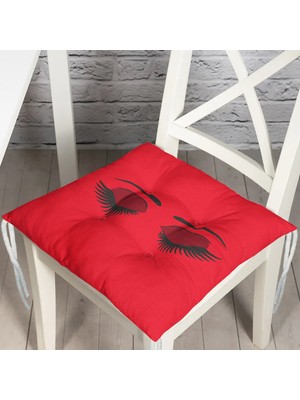 RealHomes Kirpik Desenli Pofidik Kare Sandalye Minderi 40x40cm Düğmeli