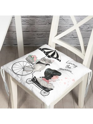 RealHomes Fashion Girl Dijital Baskılı Modern Pofidik Sandalye Minderi