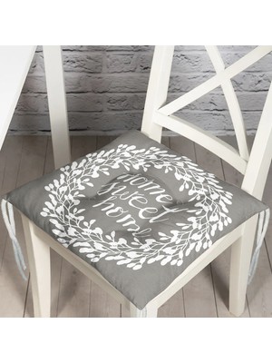 RealHomes Home Sweet Home Pofidik Kare Sandalye Minderi 40X40Cm Düğmeli