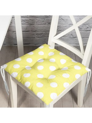 RealHomes Puantiyeli Pofidik Kare Sandalye Minderi 40x40cm Düğmeli