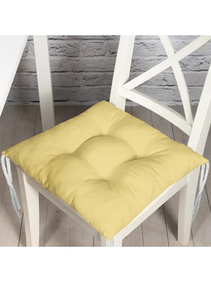 RealHomes Hardal Renkli Pofidik Kare Sandalye Minderi 40x40cm Düğmeli