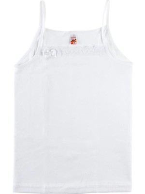 Özlem 1320 Kız Çocuk Ribana Ip Askılı Atlet 4 - Beyaz