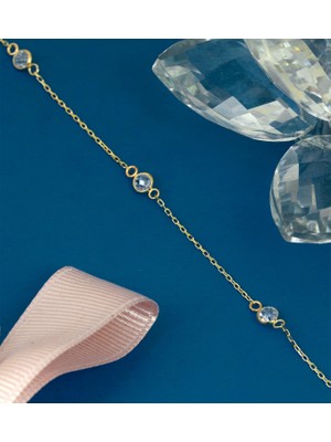 Barika Jewelry Kadın 14 Ayar Altın Taşlı Bileklik