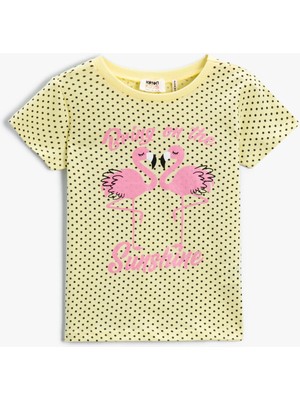 Koton Bisiklet Yaka Normal Kalıp Baskılı Kız Çocuk T-Shirt - 2Skg10056Ak