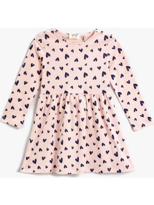 Koton Kalp Baskılı Uzun Kollu Elbise Pamuklu