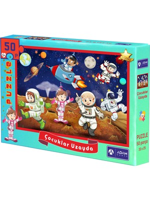Adam Games Çocuklar Uzayda 50 Parça Puzzle Yapboz