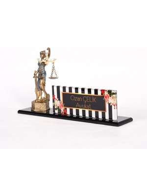 Hediye Marketi17 Avukat Isimliği Themis Biblolu 3D Modern Görünümlü Sanat Füme Masa Isimliği