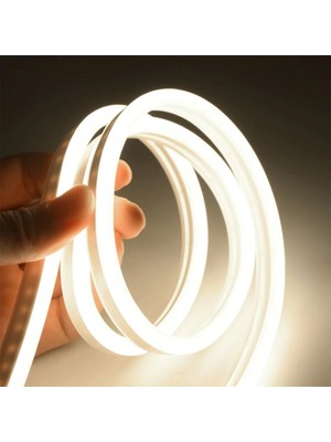 10en 220V Beyaz Neon LED 5 Metre+1 Adet 220V Hortum Fişi