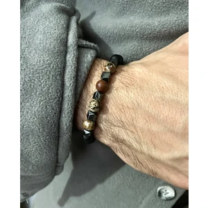 Padore Accessory Unisex - Akik ve Jasper Taşları ile Tasarlanmış Metal Detaylı Inanılmaz Şık Doğal Taş Bileklik