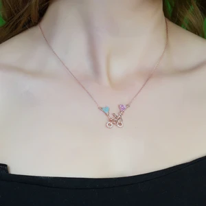 Ezila Silver Bisikletli Aşk Kolyesi