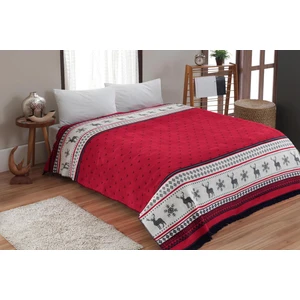 Dolce Bonita Home Çift Kişilik Pamuklu Battaniye 200 x 220 cm Carmelo Kırmızı Lacivert