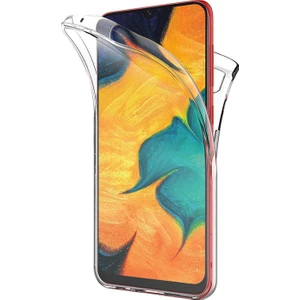 Samsung Galaxy A30 360 Derece Kılıf Silikon Şeffaf Ön Arka