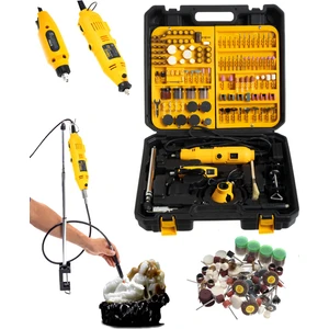 Sweden Style DKT462 462 Parça 500W Devir Ayarlı Çift Adet Gravür Oyma Makinesi Taşlama Zımpara Set