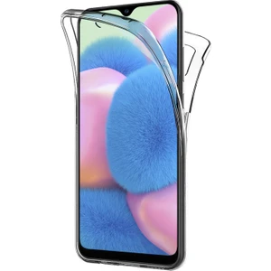 Samsung Galaxy A30S 360 Derece Kılıf Silikon Şeffaf Ön Arka