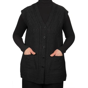 Fresh Moda Kadın Siyah Düğmeli Yelek