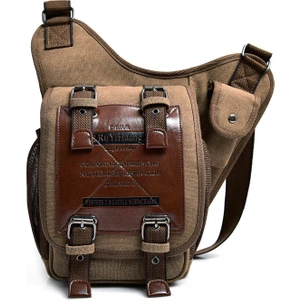 Erkek Vintage Küçük Kanvas Omuz Çantası Crossbody Cüzdan (Yurt Dışından)
