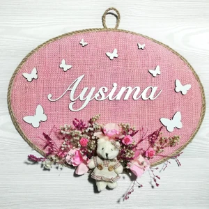 Lora Davet Kız Bebek Kapı Süsü, Hastane Kapı Süsü, Duvar Süsü (1 Adet) Pembe - 36203