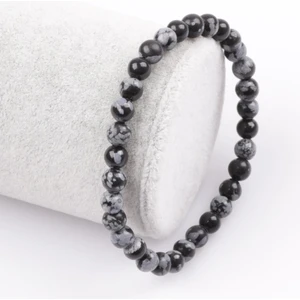 Alibaba Doğaltaş Karlı Obsidyen Doğal Taş Bileklik 6 mm Küre Kesim