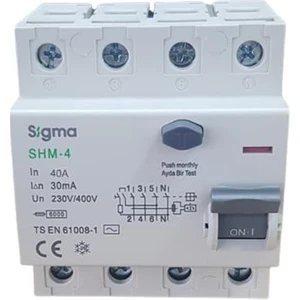 4X40A 30MA Kaçak Akım Rölesi Sigma