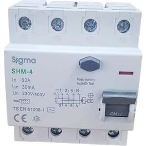 4X63A 30MA Kaçak Akım Rölesi Sigma