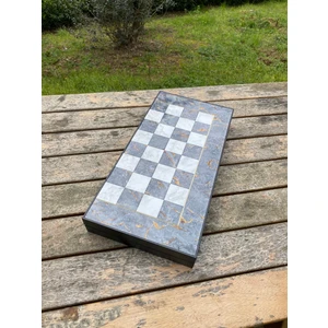 Gri Mermer Desen Tavla, Yenigün Tavla, Lüx Ahşap Tavla, Büyük Boy Tavla