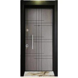 Çelik Kapı, Tırnaklı Çelik Kapı, Daire Kapısı, Ahşap Desenli Çelik Kapı Sağ Açılım
