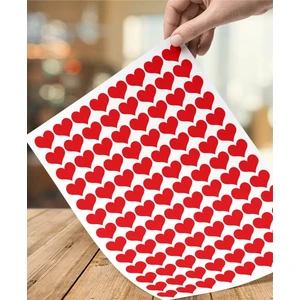 Armut Reklam 220 Adet 2 cm Yapışkanlı Kalp Şekilli Kırmızı Sticker Etiket Hediye Paketleme Parti Hediyeleri