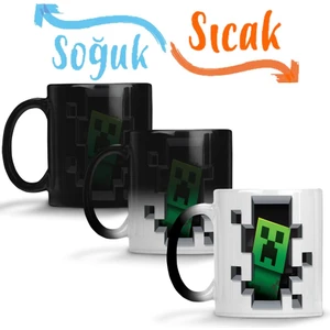 Baskı Dükkanı Creeper Minecraft Sihirli Kupa Bardak Porselen