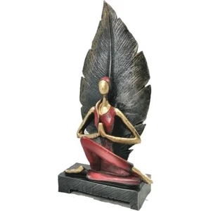 Tual Hobi Sanat Dekoratif Yapraklı Yogacı Kadın Biblo (31X15CM)