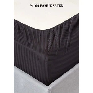 Vessino Home Pamuk Saten Lastikli Çarşaf Takımı Çizgili Çift Kişilik