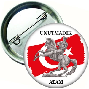 Hediye Panayırı 20 Adet Ataya Saygı Unutmadık Atam Atatürk Rozeti (Ebat: 44 Mm)