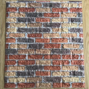 Renkli Duvarlar NW62 Kırmızı Siyah Sarı Tuğla Desen Kendinden Yapışkanlı Duvar Paneli