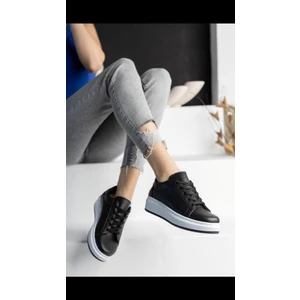 Kadın Bağcıklı Termo Taban Sneaker Deri Spor Ayakkabı