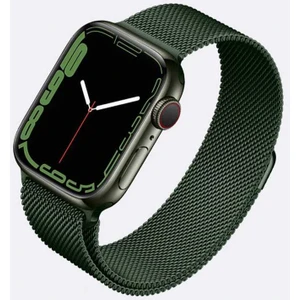 Nezih Case Apple Watch Seri 7/8/9 45MM Uyumlu Olive Hasır Örgü Metal Kordon