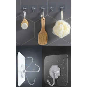 15 Adet Kendinden Yapışkanlı Şeffaf Askı Banyo Mutfak Dolap Askısı 6x6 cm
