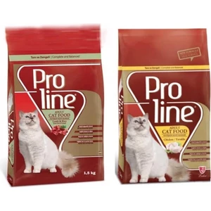 Pro Line Proline Tavuklu, Kuzu Etli Yetişkin Kedi Maması 1.5 kg x 2 Adet