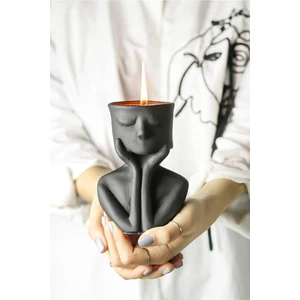 Siyah Düşünen Adam Mumlu Biblo